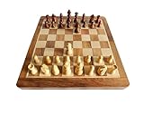 VINTAGOLOGY Handgefertigtes Schach aus Akazienholz, 30,5 cm, natürliches Finish, sichere Schachfiguren, ideal für Heimdekoration, Familienspielabende und Sammler