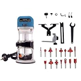 Kompaktes Router-Kit 2000W 40,000r/min 6 variable Geschwindigkeiten Holz Trimmer mit 15xFräser-Bits Trimmer-Router-Werkzeug 9x20cm Multifunktionsfräse Laminate Kantenfräsen für Schnitzen Fräsen