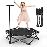Klappbares Fitness Trampolin 101.6 cm mit verstellbarem Griff Leise Mini Trampolin Bungee Rebounder Jumping Cardio Trainer Workout für Erwachsene - Maximale Belastung 150kg