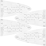 CONJURAIDE 4 Stück Parabelschablone Mathe, Parabel Schablone Lineal Kurvenschablone Zeichenschablonen für Studenten Büro Designer Malerei
