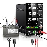 RUZIZAO Labornetzteil 30V 10A 4-stelliger LED-Anzeige Encoder Einstellung Labornetzgerät 6V 12V 24V Batterie aufladen mit Ausgangsschalter/Ladeerkennung/Prompt Sound Labor DC-Stromversorgungen