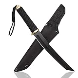 Tanto Messer SCHWARZER Samurai Edition - 35cm kleines Ninja Schwert mit Edelstahlklinge Katana Samuraischwert mit Messerscheide
