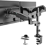 HUANUO 13-32 Zoll Monitor Halterung 2 monitore, Bildschirm Halterung 2 monitore Höhenverstellbar, Monitorhalterung 2 monitore 360° Drehbar für LED LCD Bildschirm, Tragfähigkeit von 2-9KG/VESA 75/100mm