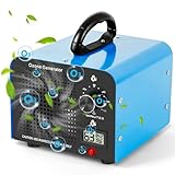 Ozongenerator, 60000mg/Std Ozongerät mit Temperatur- und Luftfeuchtigkeitsanzeige, O3 Ozon Luftreiniger mit 120 Min Timer für 320㎡, für Auto, Wohnung, Rauch, Haustiergeruch, Küchengeruch, Blau