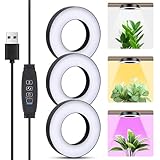 KBIBCK Pflanzenlampe LED Vollspektrum, 3 Stück Grow Light Led Grow Lampe, Vollspektrum Pflanzenlicht für Zimmerpflanzen mit 3/9/12H Timer, 3 Lichter Modi, Pflanzenleuchten für kleine Pflanzen