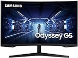 Samsung Odyssey G5 Curved Gaming Monitor C32G54TQBU, 32 Zoll, VA-Panel, WQHD-Auflösung, AMD FreeSync Premium, 1 ms Reaktionszeit, Bildwiederholrate 144 Hz, Schwarz