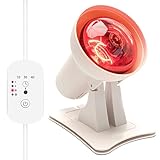 MOZMY Rotlichtlampe Wärmelampe 150Watt mit Timer, Rotlichtlampe Gesicht Einstellbare Zeit und Temperatur, Infrarotleuchte Wärmestrahler fur Heimat (Weiß)