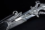 110 Zentimeter mittelalterliches silbernes doppeldrachenschwert, Katana Tang, selbst in Full Steel. Selbst die Full Tang Springer kämpfen mit ihren Griffen