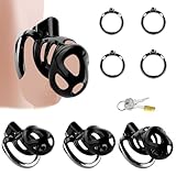 Kuaecr Edelstahl Belüftung Peniskäfig für Männ Metall Atmungsaktiver Keuschheitskäfig Mit 4 Cockring Chastity Cage Set Bondage Extrem Chastity Cock Cage Keuschheit Fetisch Sexspielzeug für Männer (M)