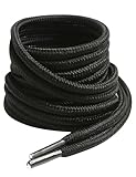 VSUDO Schnürsenkel Wanderschuhe Schwarz, Black Boots Shoe Laces, ø 4mm Schwarze Schnürsenkel Arbeitsschuhe, Schnürsenkel Rund Schwarz für Outdoorschuhe/Trekkingschuhe/Stiefel (2Paar-Schwarz-150cm)