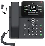 GEQUDIO IP Telefon GZ-2 mit Netzteil - Fritzbox, Telekom kompatibel - Freisprechen & Farbdisplay - Anleitung für FritzBox, Sipgate, Telekom Digitalisierungsbox, easybell (ohne WLAN)