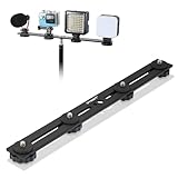 UTEBIT Dual Blitzhalterung 33cm/13 Zoll, Aluminium Blitzschiene mit 1/4' und 3/8' Schraube Kamera Flash Bracket mit Doppel Blitzschuh für DSLR Kamera, LED Licht, Mikrofon, Stativ Zubehör