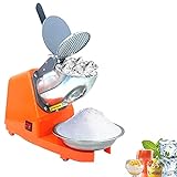 YILIKISS Elektrische Ice Crusher Ice Shaver Machine für Heim- und Kommerziellen Einsatz Schnee-Kegel-Maschine Edelstahl Rasierte Eismaschine 300W,Orange