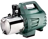 metabo Gartenpumpe P 6000 Inox – 600966000 – Bewässerungspumpe mit 6000 l/h Fördermenge – Ideal für 1-4 Regner – 1300 W, 5,5 bar, 55 m Förderhöhe