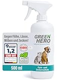 Floh- und Zeckenschutz 500 ml das Zeckenspray und Flohmittel für Hunde und Katzen, effektives Flohspray für die direkte Anwendung auf dem Tier bei akutem Befall oder zum Schutz