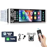 Autoradio 1 Din Apple Carplay Android Auto mit Bluetooth Freisprecheinrichtung 5.1 Zoll Bildschirm Touchscreen Digital Media Receiver mit Mirror Link Bluetooth FM/AM/3USB/AUX/TF/DSP/MIC Rückfahrkamera