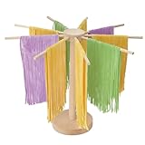URCheers Nudeltrockner, Nudelständer, Pastatrockner Klappbar Holz mit 9 Abnehmbar Arme, mit Sockel, Faltbar, Wiederverwendbar Spaghetti Trockner für Pasta, Nudeln, Tagliatelle, Fettuccine zu Hause