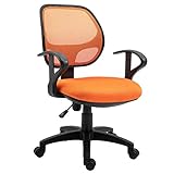 IDIMEX Kinderdrehstuhl Schreibtischstuhl Drehstuhl Bürodrehstuhl COOL, 5 Doppelrollen, Sitzpolsterung, Armlehnen, in orange