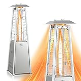 GLOBALWAY Patio Outdoor Heaters, 9500 BUT Pyramid Propan Patio Heater, 88.9 cm Tall Glass Tube Flame Heater for Party, Backyard, Garden, Decoration