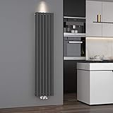 ELEGANT Design Paneelheizkörper Röhren 1600 x 354 mm Anthrazit Doppellagig Badheizkörper Mittelanschluss Vertikal Röhren Heizkörper