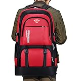 Wanderrucksack, Wanderrucksack, Camping-Rucksack, Wandertaschen und Rucksäcke mit Taillenschnalle, Polyesterfaser, 65 l, verschleißfest, Camping-Rucksack mit mehreren Fächern für Wandern,