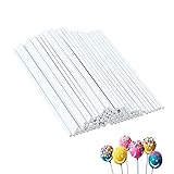 BSTHP Lollipop Sticks, 100 Stück Papierstäbchen für lustige Lutscher, Weiß, M