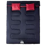 Doppelschlafsack für Erwachsene 3-4 Jahreszeiten Camping mit Kissen - Extra groß & warm für Outdoor-Abenteuer - Perfekt für Paare oder Freunde