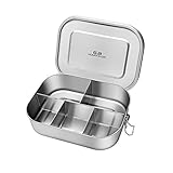 G.a HOMEFAVOR Edelstahl Brotdose Metall Lunchbox mit 5 Fächer 1400ml Auslaufsichere Bento Box für Erwachsene Groß Sandwichbox Brotzeitdose mit Trennwand Vesperdose Brotbüchse Kinder