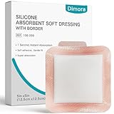 Dimora Super saugfähige Wundverbände aus Silikon, sanfte selbstklebende Bandagen mit Ultraschall-Polymer, schweres Exsudat, Wundpflegepads, 12,7 x 12,7 cm, 10 Packungen