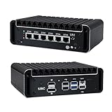 SJRC Fanless Mini PC 12th Gen i5 1235U, 6X i226V 2.5GbE Firewall Appliance Support OPNsense, 16GB DDR5 RAM 512GB SSD, Office Network Hardware 3X 4K Display, USB C, TF Slot, USB3.2