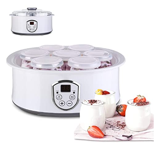 Joghurtbereiter,Joghurt-Maker, Yogurt Maschine,mit temperaturregelung, Inkl. 7 Tassen,180 ml, LCD Display, Timer, 48-Stunden-Timer, automatische Abschaltung, 20 W