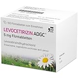 LEVOCETIRIZIN-ADGC 5mg - 100 Stück - Allergie-Tablette mit vergleichbaren Ergebnissen wie Cetirizin bei halber Dosierung - zur Therapie von Allergiebeschwerden wie Heuschnupfen und Nesselsucht