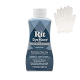 Rit DyeMore Synthetische Flüssigfaserfarbe mit Kunststoffhandschuhen für Kleidung, Dekoration und Basteln, 200 ml, Rauchblau, 12 Stück