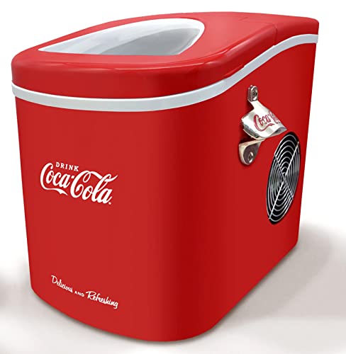 Salco Coca-Cola Eiswürfelmaschine SEB-14CC, Rot, Eiswürfel in 8-13 Minuten, mit Flaschenöffner COCA-COLA