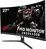 CRUA 27 Zoll Curved Gaming Monitor 165Hz/ 180Hz, PC Bildschirm Full HD 1080P, Rahmenloses 1800R Computerbildschirm mit FreeSync und Eye Care Technologie, unterstützt VESA