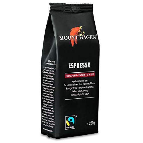 Mount Hagen Bio FT Naturland Espresso, 250g gemahlen, entkoffeiniert