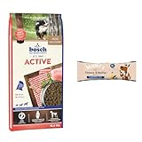 Bundle: Bosch HPC Active | Hundetrockenfutter für ausgewachsene Hunde mit gesteigerter Aktivität | 1 x 15 kg + SammyFitness-Schnitte mit Grünlippmuscheln & Lachsöl | Proteinriegel to go |20 x 25 g