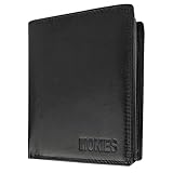 MOKIES Leder Geldbörse Herren - extra stabile Doppelnaht - Hochformat mit 9 Fächer - RFID - Portmonee für Männer - Brieftasche Geldbeutel Wallet (G306 Schwarz)