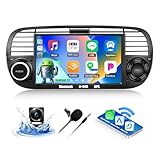 CAMECHO 4+64G Android 13 Navi Autoradio für FIAT 500 2007-2015, 7 Zoll Wireless Carplay IPS Touchscreen Bluetooth Radio mit Android Auto GPS WiFi FM/RDS EQ Mirror Link +Rückfahrkamera Canbus Mikrofon