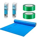 Colorus Dampfbremse Set Dampfsperrfolie 4 x 25m inkl. 2x Aggro Flex Tape und 2x Folienkleber für 100m² | Dampfbremsfolie Dampfsperre mit Klebeband für Dampfsperre und Dampfsperre Kleber Dachfolie