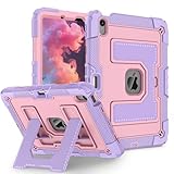 YHFZR Hülle für iPad Air 11 Zoll M3/M2 (2025/2024), 3 Schicht Hybrid-SchwerLast Stoßfest Sturzfest Standfunktion rutschfest Schutzhülle für iPad Air 11 Zoll M3/M2 (2025/2024), Rose