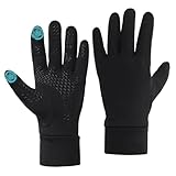 Laufhandschuhe für Herren Damen Fahrradhandschuhe Winddichte Warme Thermo-Innenhandschuhe, Winter Anti-Rutsch Touchscreen-Handschuhe für Sport, Wandern, Reiten, Autofahren, Radfahren (Schwarz, S)