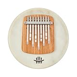 Daumenklavier aus Ziegenleder – Verbessertes Akustikdesign, 9-Noten-Kalimba-Fingerklavier for Musikeranfänger, Trommel- und Daumenklavier-Kombination(GOATSKIN D minor)
