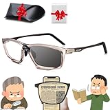 Donubiiu Sports Outdoor Aluminum Magnesium Ultra Light Color Changing Multi-Focal Reading Glasses,Reading Glasses Women Men (3.0,Tee Transparent)