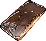 MRKU Serviertablett aus Ebenholz für Kung-Fu-Tische, natürliche Holzstruktur, Wasserablauf im chinesischen Stil, für Gongfu-Teeservice, große Größe
