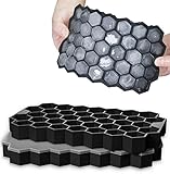 Eiswürfelform Silikon Eiswürfel Form 2er Pack 37-Fach mit Deckel ice cube tray BPA-freie Eiswürfelbehälter für Bier Cocktails Whisky (Schwarz)