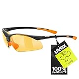 Uvex sportstyle 223 - Sportbrille für Damen und Herren - Filterkategorie 1 - druckfreier Sitz & perfekter Halt - black orange/orange - one size