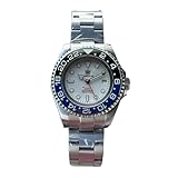Steeldive Luxury NH34 automatische Taucheruhr, Edelstahlband, leuchtende GMT-Lünette, weißes Zifferblatt, V 1