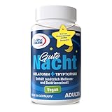 Gute Nacht | Einschlafhilfe – schnell ein- und gut durchschlafen | Mit natürlichem Melatonin, Tryptophan, Melissen- und Baldrianwurzelextrakt | EuRho® Vital – Made in Germany | 60 Kapseln