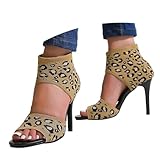 Sandalen-Damen Mit Absatz Pumps Elegant Und Bequem Sommer Vorne Geschlossen Ballerina Schuhe Mädchen Damensandalen Riemchenpumps Vintage Orthopädische Pantoletten Damen Stöckelschuhe Coffee 41
